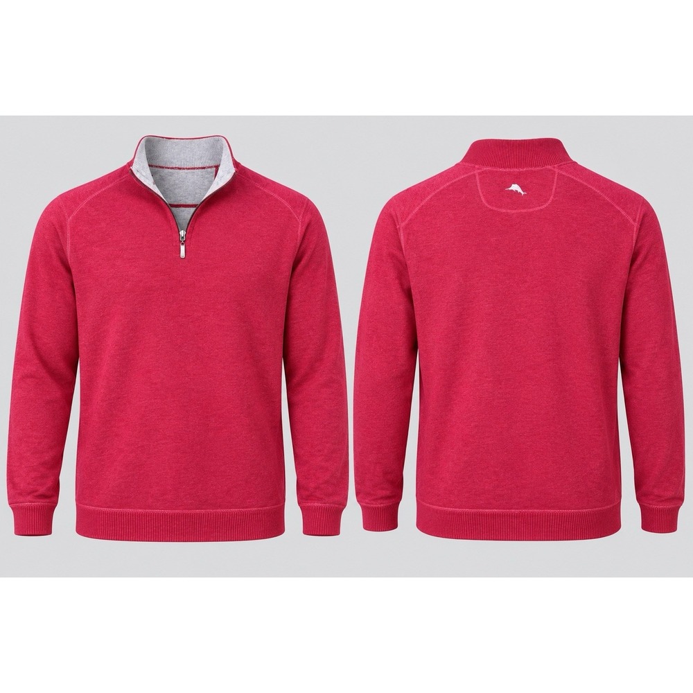 Tommy Bahama Men's Quarter Zip Half-Zip Sweater in Red Size XL
